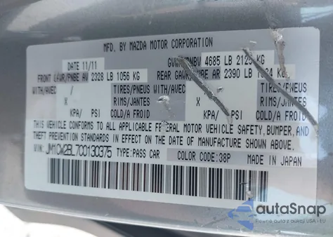 2012 Mazda Mazda5 Sport from USA, damaged, VIN JM1CW2BL7C0130375